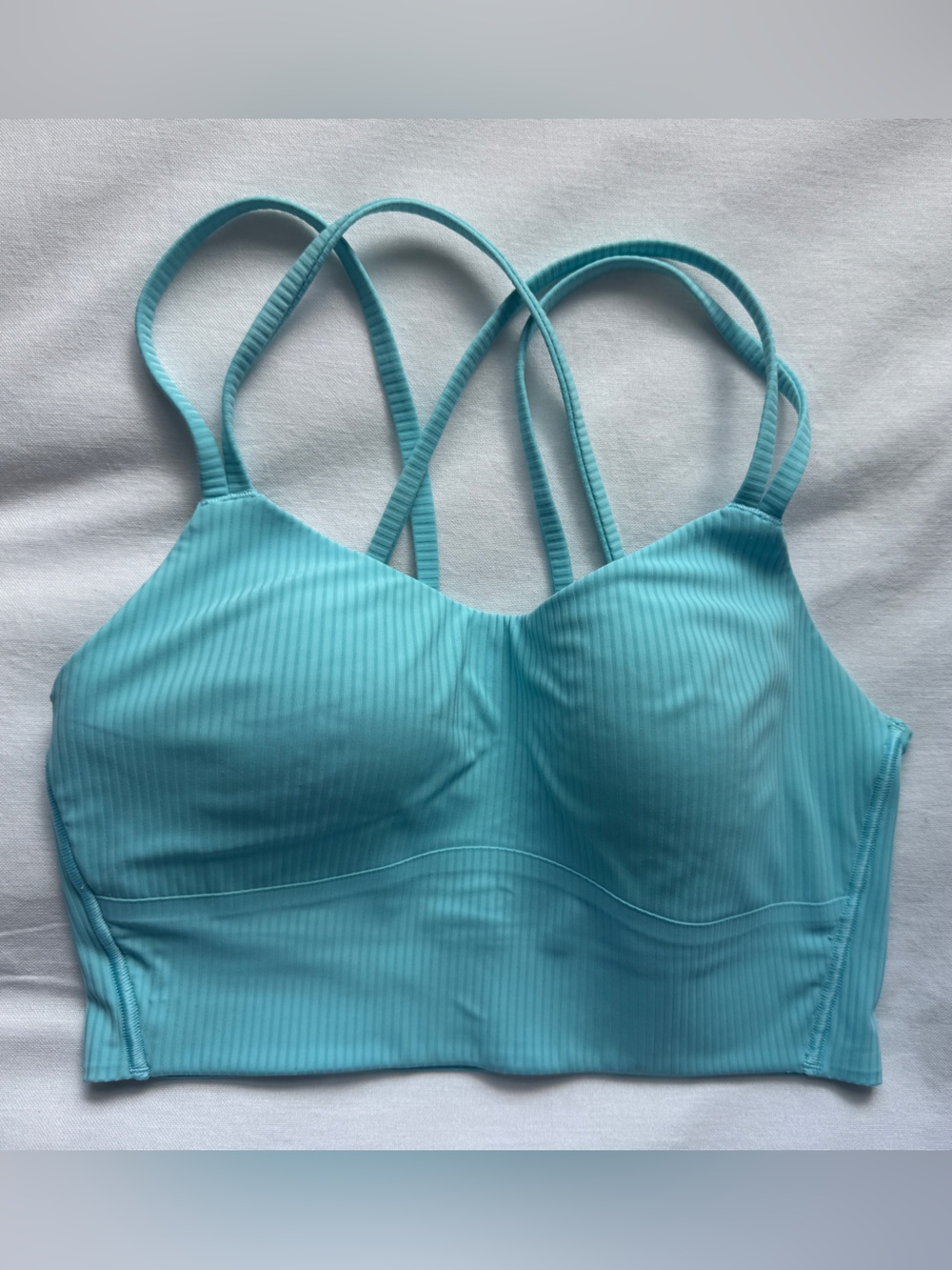 Lululemon Like A Cloud longline bra, ribbed Cyan Blue, 4